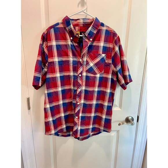 Browning Short Sleeve Plaid Button Up Large - Picture 4 of 6